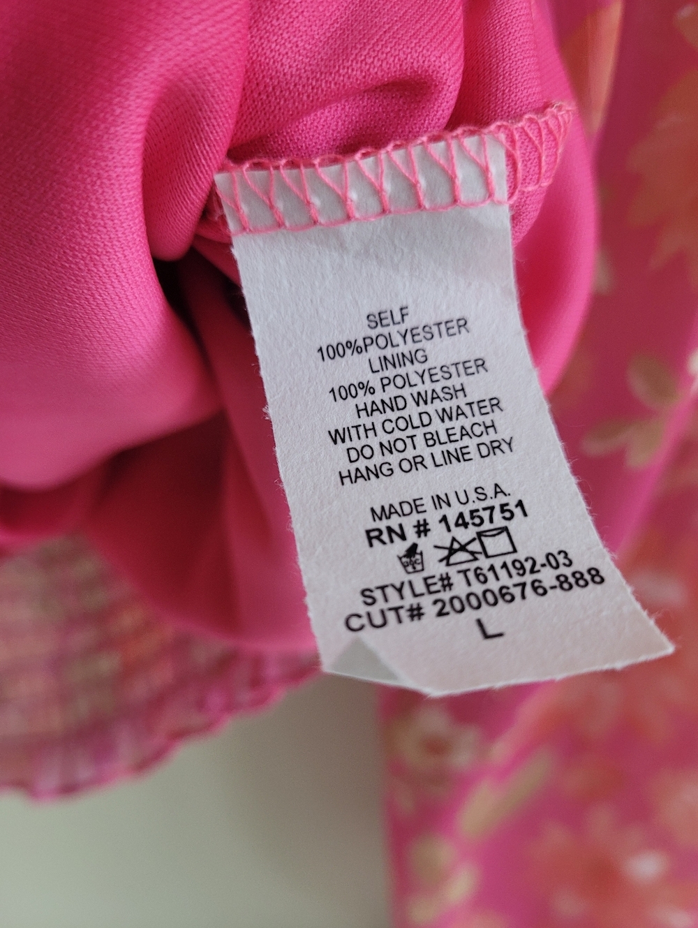 Peach Love Floral Crossover Long Sheer Sleeve Crop Top Pink Womens Large - Picture 7 of 7